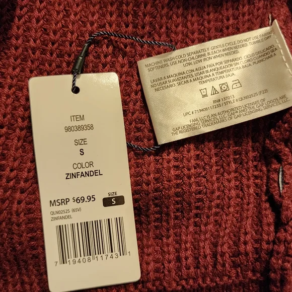 Gap Casual Cardigan Burgundy Button Up  Cardigan Long Sleeve Loose Knit - Picture 10 of 14
